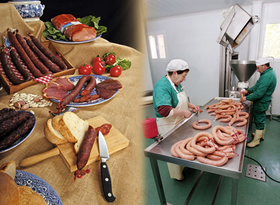 Productos cárnicos caseros. Carne asturiana. Vacuno y Porcino